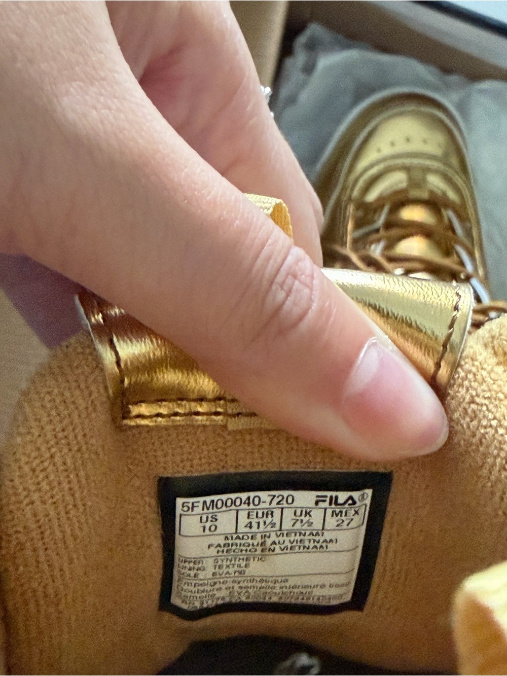 Fila Gold Metallic Chunky Sneakers with White Sole - Picture 8 of 9